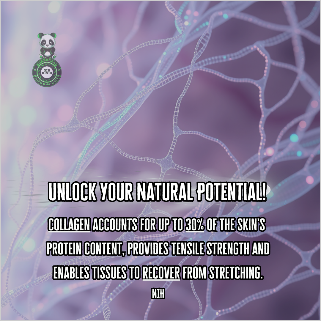 Collagen accounts for up to 30% of the skin's protein content, provides tensile strength and enables tissues to recover from stretching. NIH