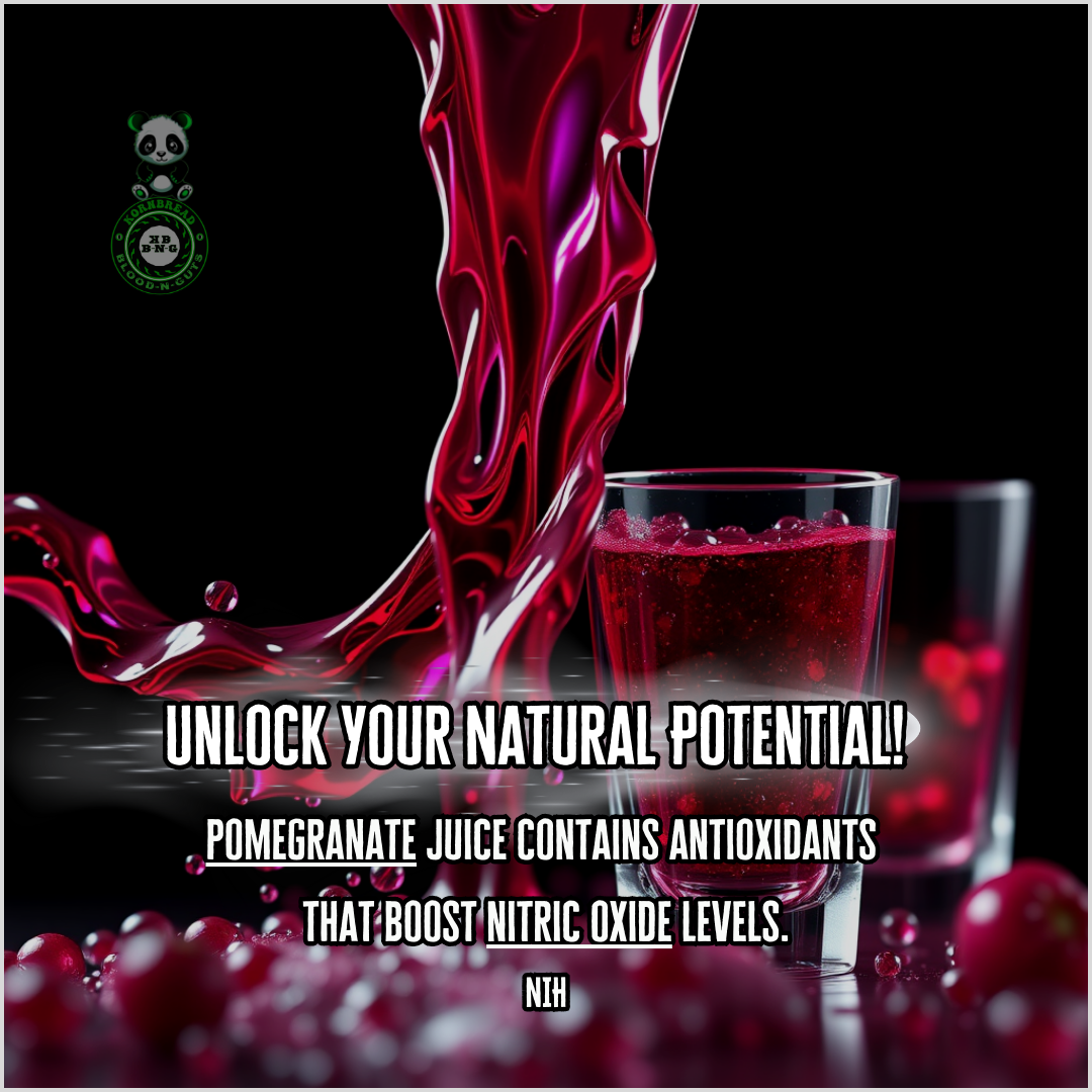 Pomegranate juice contains antioxidants that boost nitric oxide levels. NIH