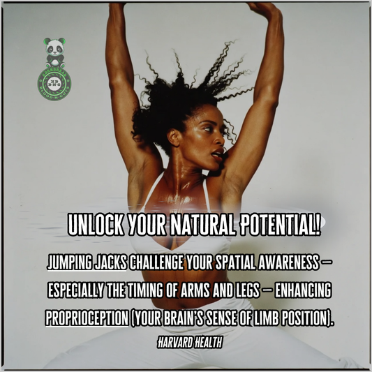 Jumping jacks challenge your spatial awareness (especially the timing of arms and legs) enhancing proprioception (your brain's sense of limb position). Harvard Health