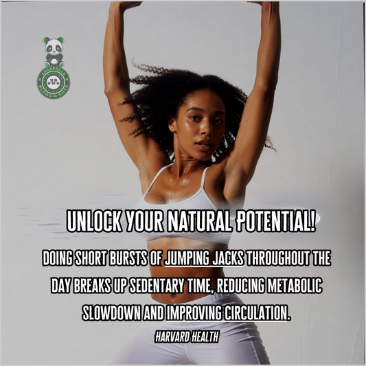 Doing short bursts of jumping jacks throughout the day breaks up sedentary time, reducing metabolic slowdown and improving circulation. Harvard Health