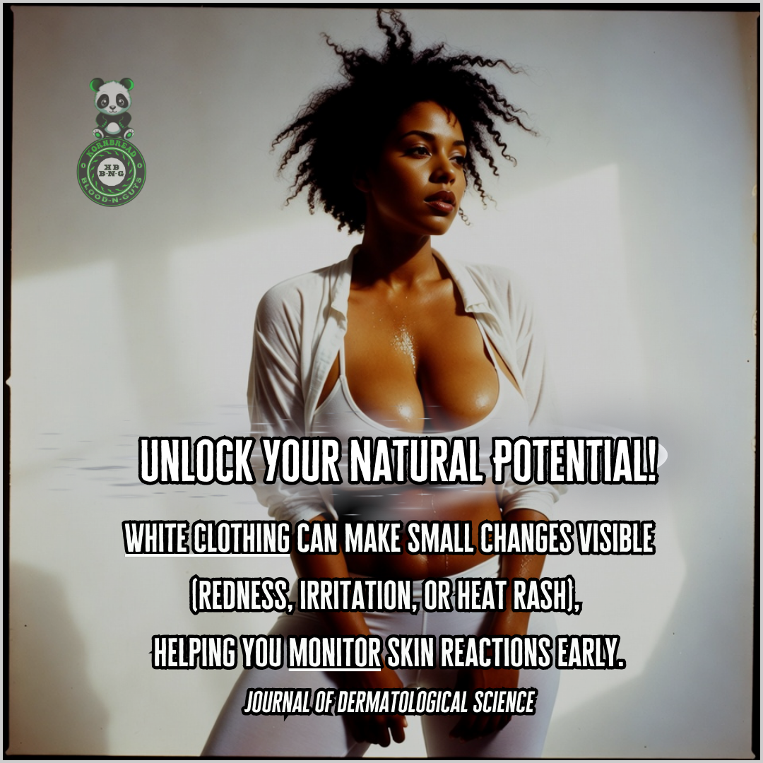 White clothing can make small changes visible (redness, irritation, or heat rash), helping you monitor skin reactions early. Journal of Dermatological Science