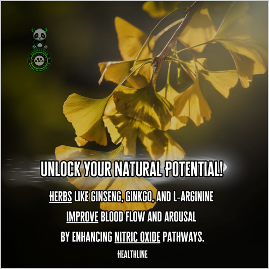 Herbs like Ginseng, Ginkgo, and L-Arginine improved blood flow and arousal by enhancing nitric oxide pathways. Healthline