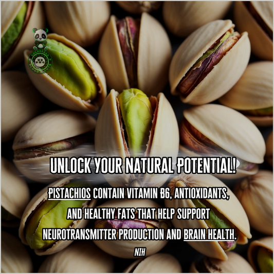 Pistachios contain vitamin B6, antioxidants, and healthy fats that help support neurotransmitter production and brain health. NIH