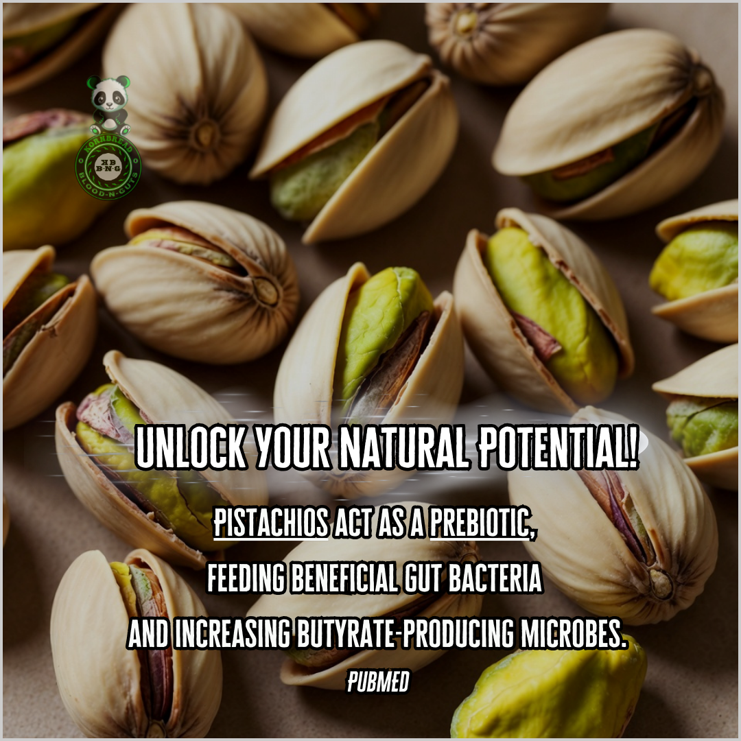 Pistachios act as a prebiotic, feeding beneficial gut bacteria and increasing butyrate-producing microbes. PubMED