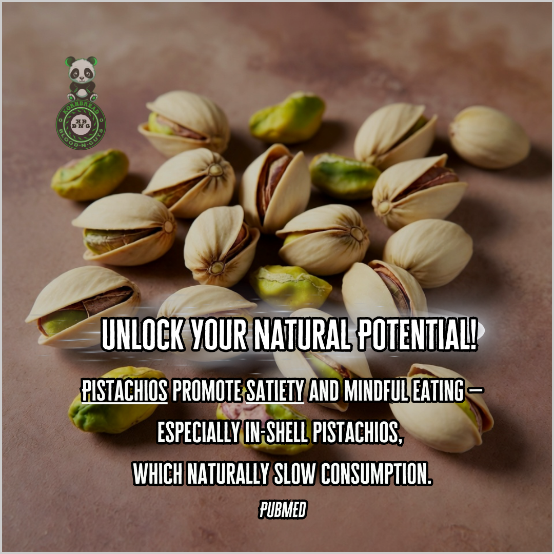 Pistachios promote satiety and mindful eating, especially in-shell pistachios, which naturally slow consumption. PubMED