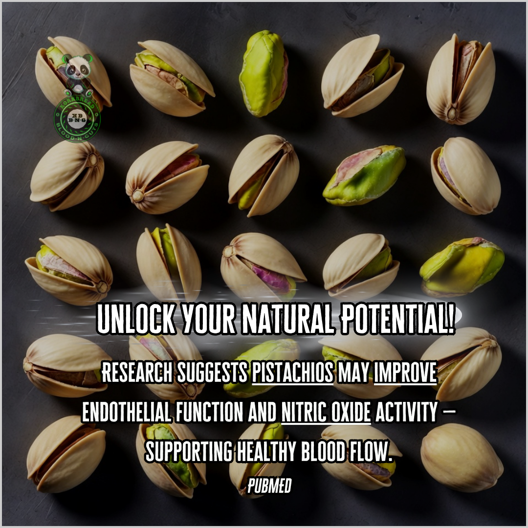 Research suggests pistachios may improve endothelial function and nitric oxide activity, supporting healthy blood flow. PubMED