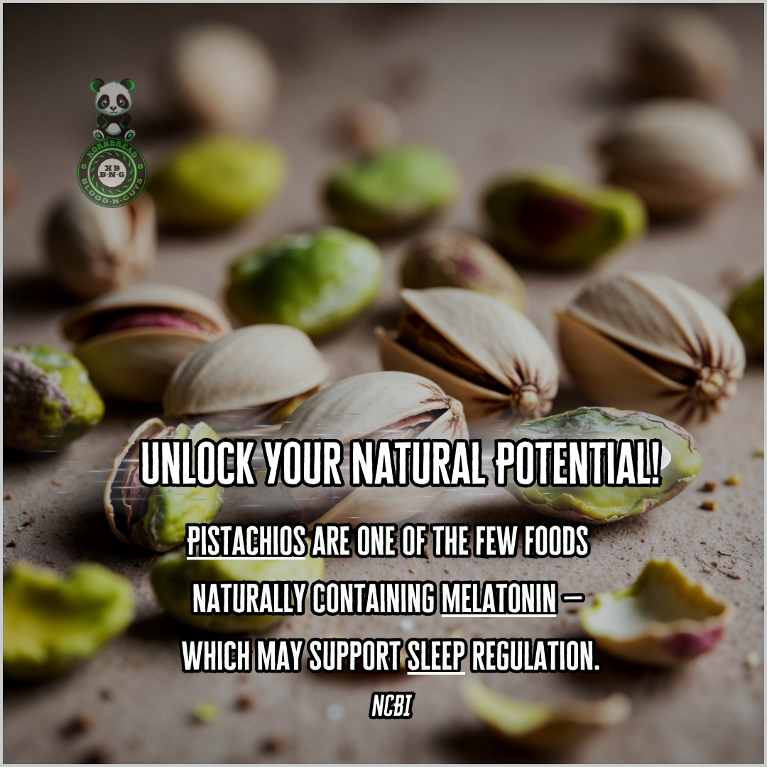 Pistachios are one of the few foods naturally containing melatonin, which may support sleep regulation. NCBI