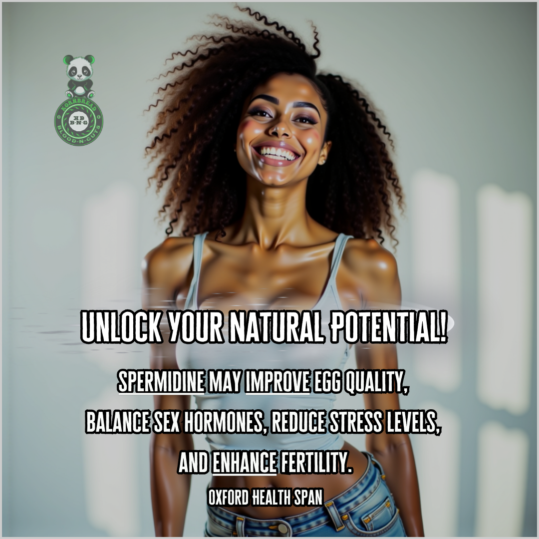 Spermidine may improve egg quality, balance sex hormones, reduce stress levels, and enhance fertility. Oxford Health Span