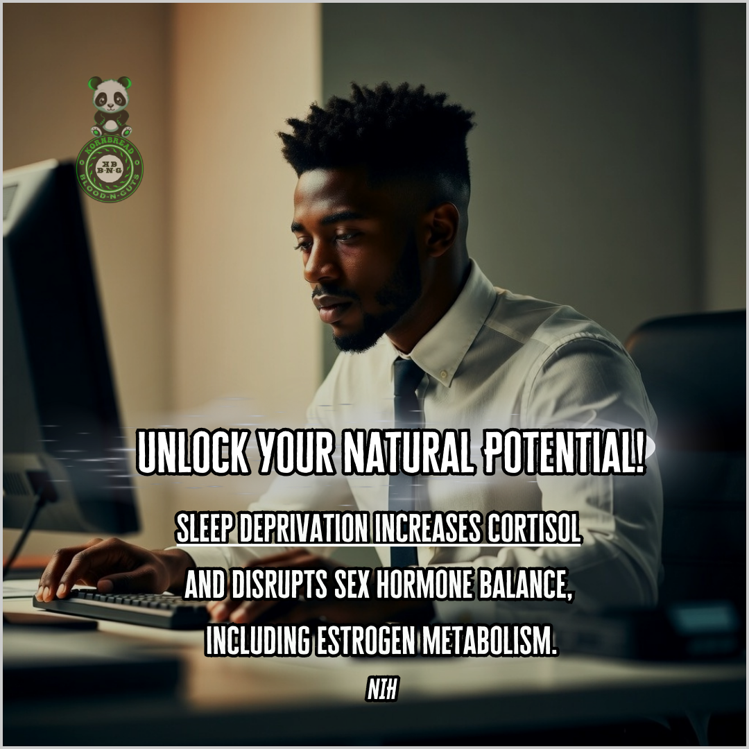 Sleep deprivation increases cortisol and disrupts sex hormone balance, including estrogen metabolism. NIH