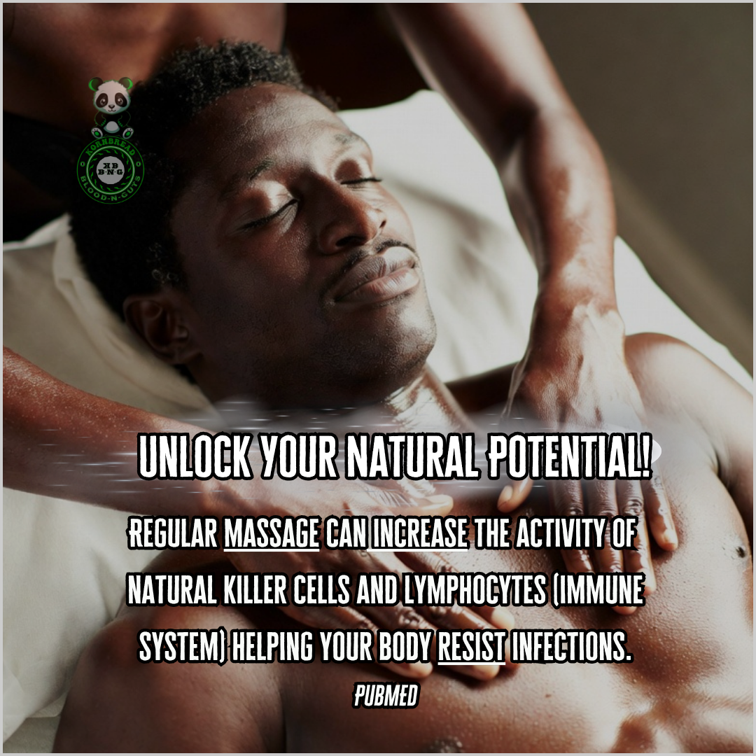 Regular massage can increase the activity of natural killer cells and lymphocytes (immune system) helping your body resist infections. PubMED