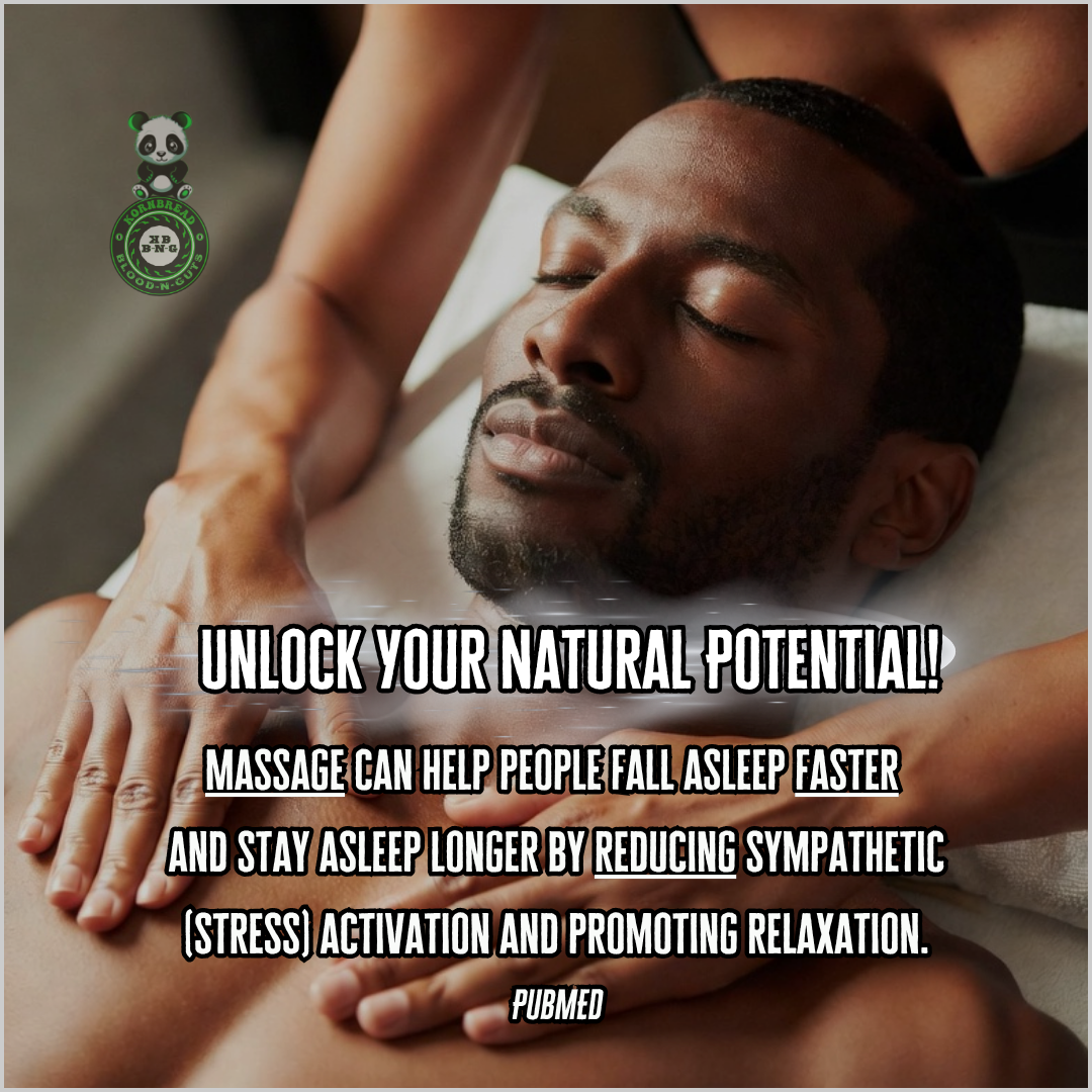 Massage can help people fall asleep faster and stay asleep longer by reducing sympathetic (stress) activation and promoting relaxation. PubMED