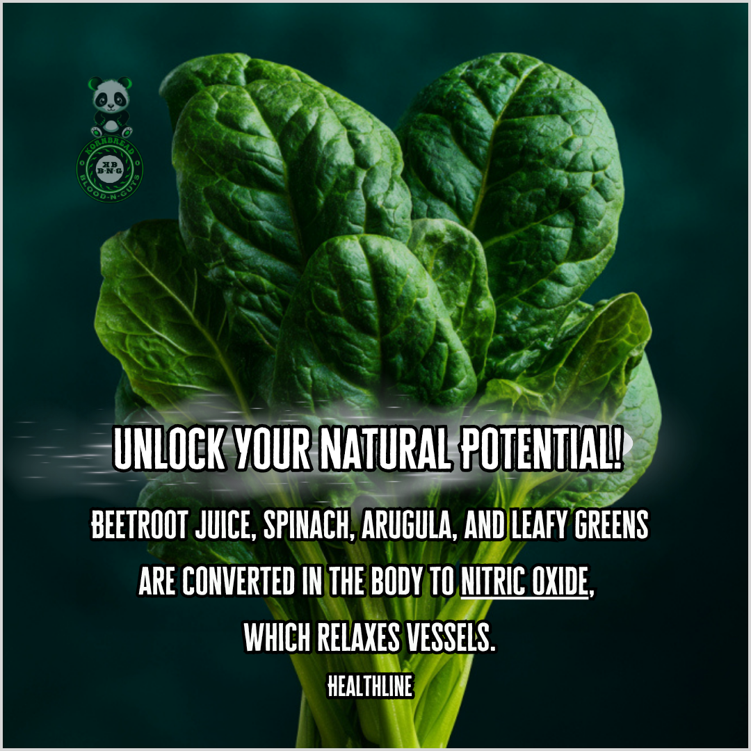 Beetroot juice, spinach, arugula, and leafy greens are converted in the body to nitric oxide, which relaxes vessels. Healthline