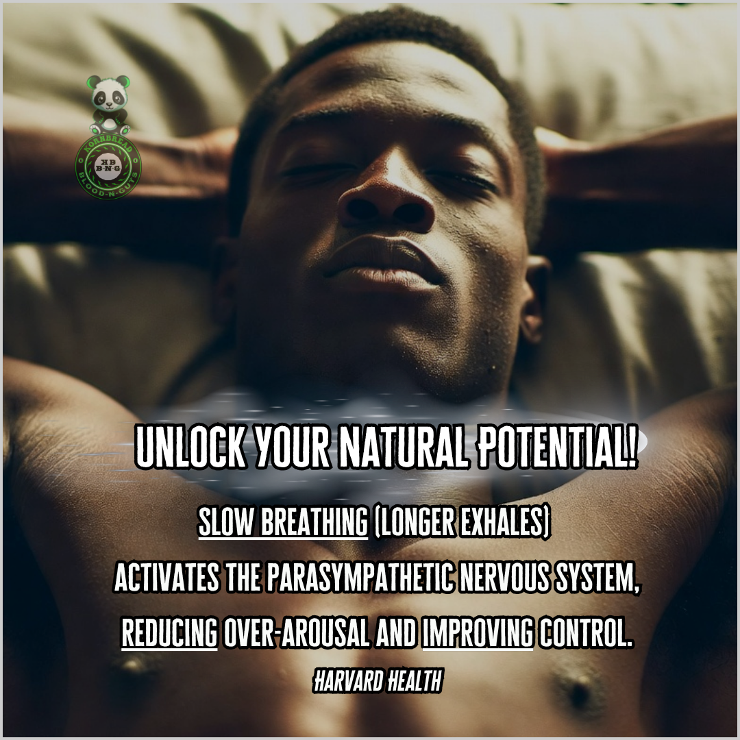 Slow breathing (longer exhales) activates the parasympathetic nervous system, reducing over-arousal and improving control. Harvard Health