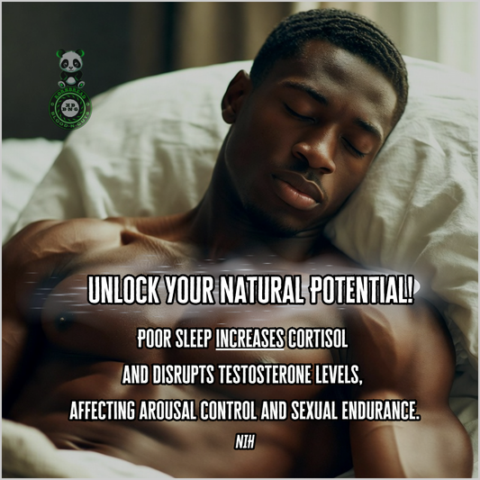 Poor sleep increases cortisol and disrupts testosterone levels, affecting arousal control and sexual endurance. NIH