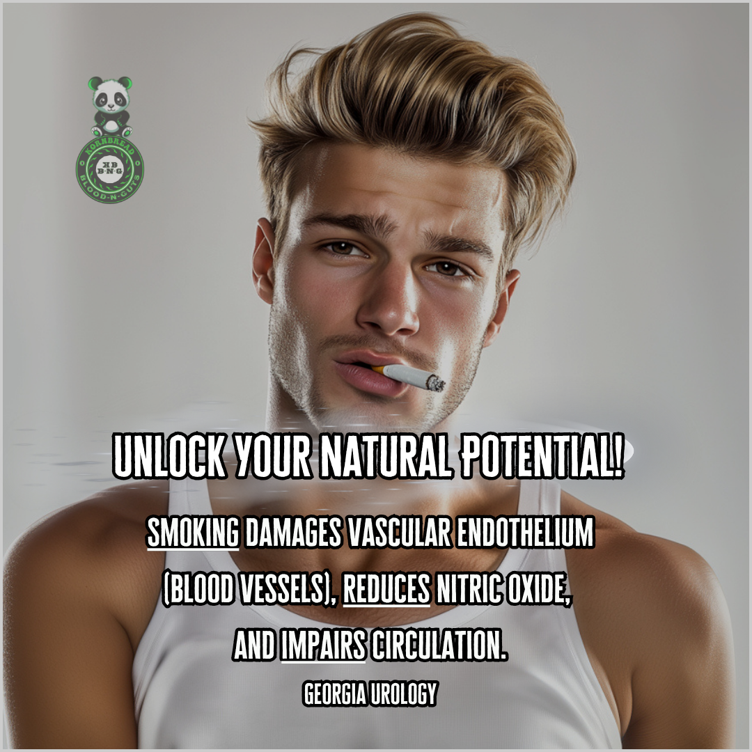 Smoking damages vascular endothelium (blood vessels), reduces nitric oxide, and impairs circulation. Georgia Urology