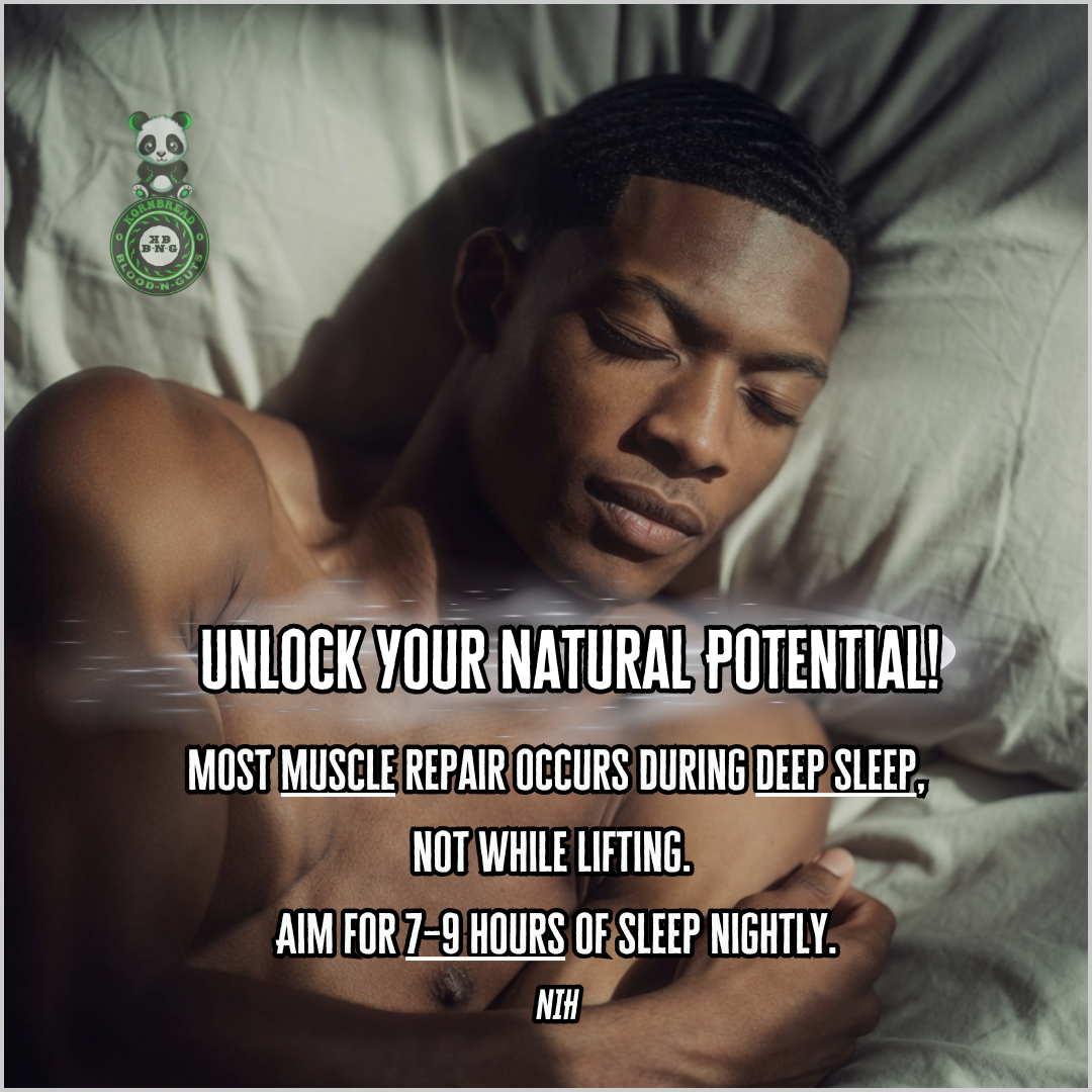 Most muscle repair occurs during deep sleep, not while lifting. Aim for 7-9 hours of sleep nightly. NIH