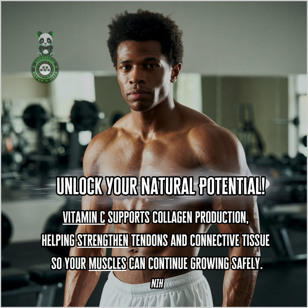 Vitamin C supports collagen production, helping strengthen tendons and connective tissue, so your muscles can continue growing safely. NIH