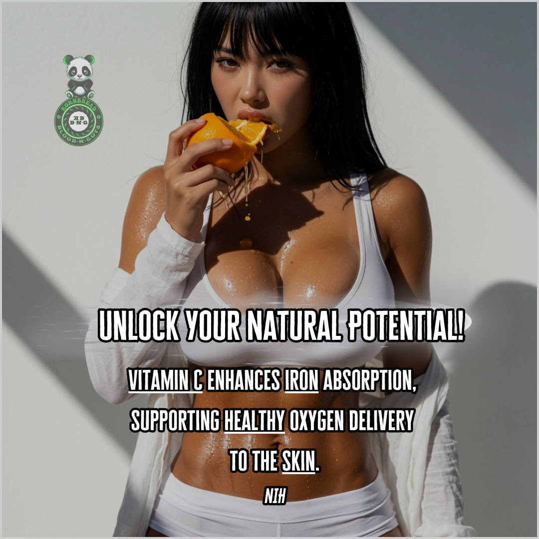 Vitamin C enhances iron absorption, supporting healthy oxygen delivery to the skin. NIH