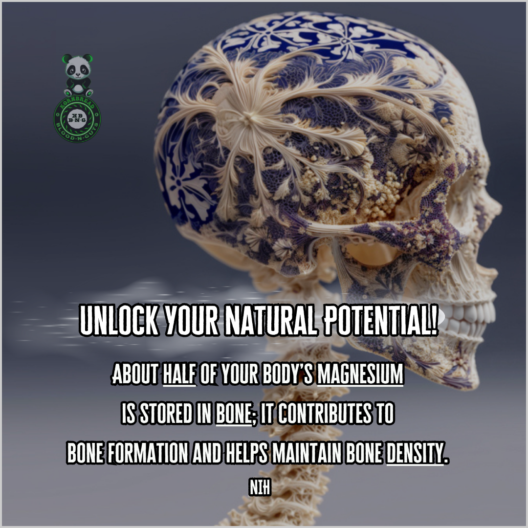 About half of your body's magnesium is stored in bone; it contributes to bone formation and helps maintain bone density. NIH