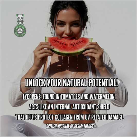 Lycopene, found in tomatoes and watermelon, acts like an internal antioxidant shield that helps protect collagen from UV-related damage. British Journal of Dermatology