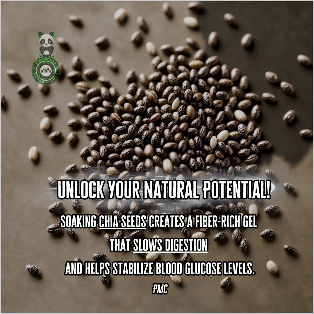 Soaking chia seeds creates a fiber-rich gel that slows digestion and helps stabilize blood glucose levels. PMC