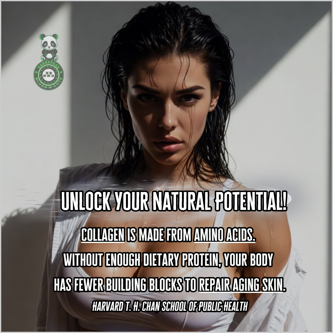 Collagen is made from amino acids. Without enough dietary protein, your body has fewer building blocks to repair aging skin. Harvard Health