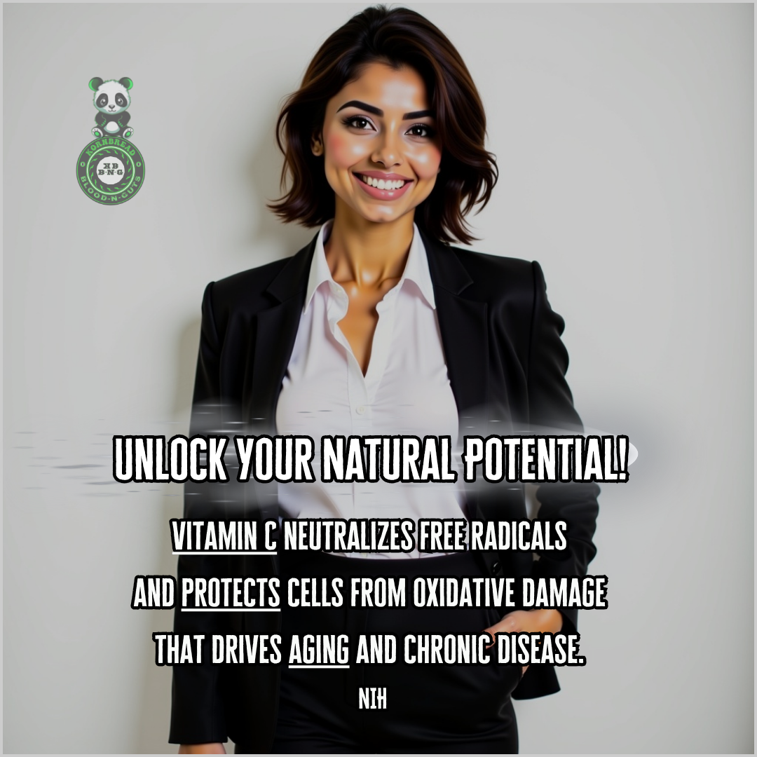 Vitamin C neutralized free radicals and protects cells from oxidative damage that drives aging and chronic disease. NIH