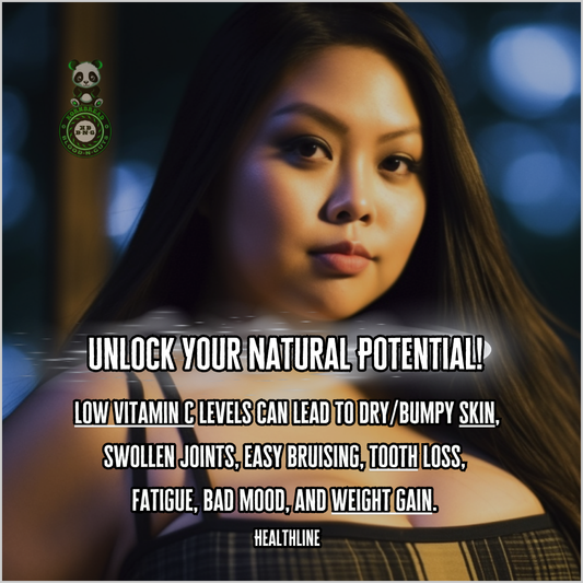 Low vitamin C levels can lead to dry/bumpy skin, swollen joints, easy bruising, tooth loss, fatigue, bad mood, and weight gain. Healthline