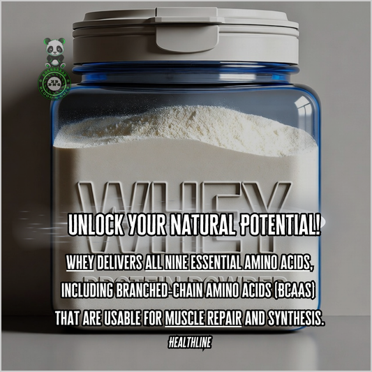 Whey delivers all 9 essential amino acids, including branched-chain amino acids (BCAAS) that are usable for muscle repair and synthesis. Healthline