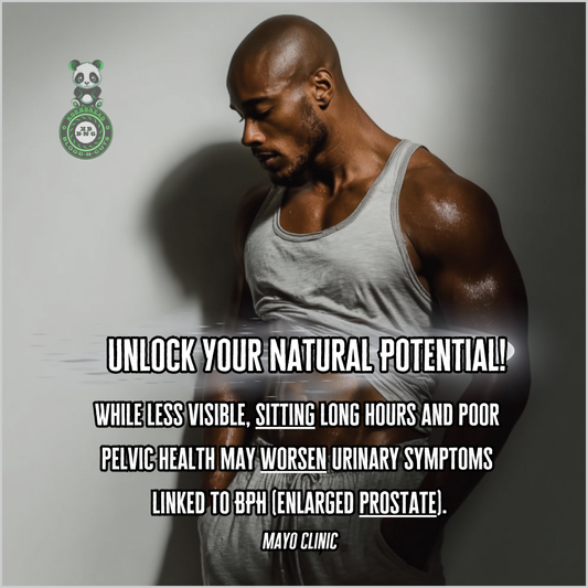 While less visible, sitting long hours and poor pelvic health may worsen urinary symptoms linked to BPH (Enlarged Prostate). Mayo Clinic