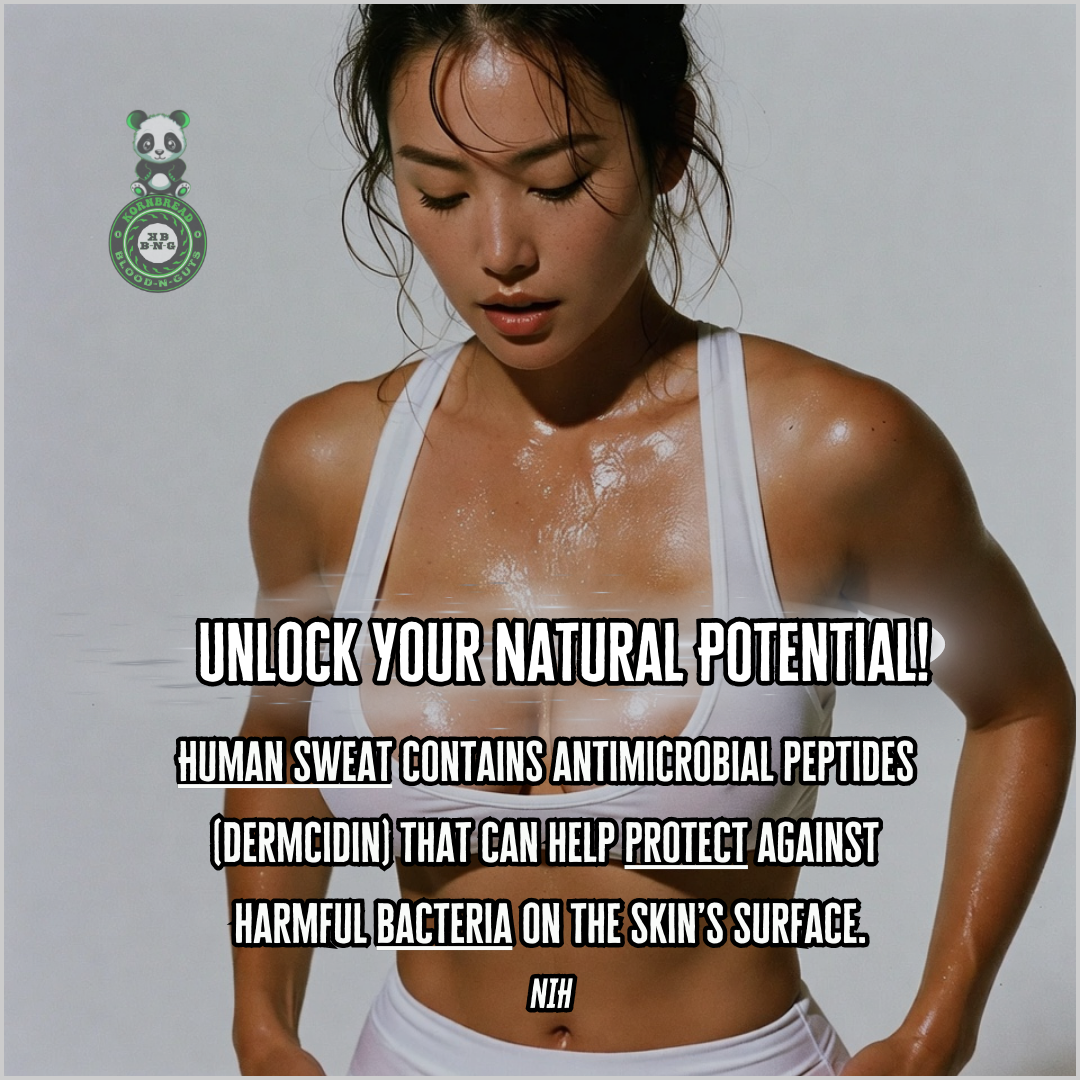 Human sweat contains antimicrobial peptides (dermcidin) that can help protect against harmful bacteria on the skin's surface. NIH