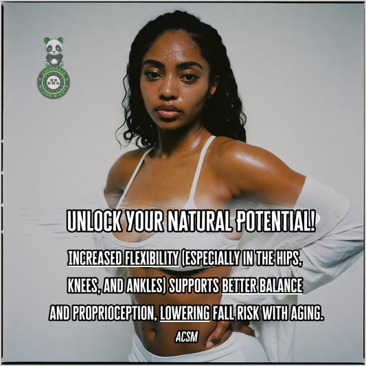 Increased flexibility (especially in the hips, knees, and ankles) supports better balance and proprioception, lowering fall risk with aging. ACSM