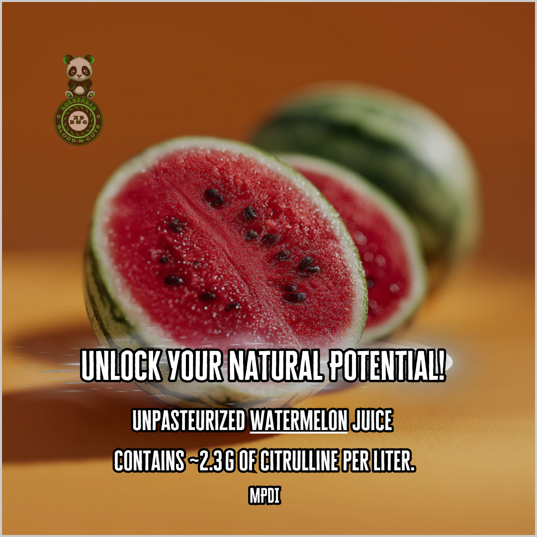 Unpasteurized watermelon juice  contains ~2.3 g of citrulline per liter. MPDI