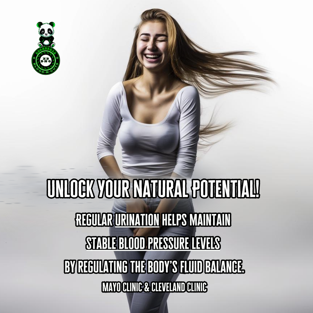 Regular urination helps maintain stable blood pressure levels by regulating the body’s fluid balance.  (Mayo Clinic & Cleveland Clinic)