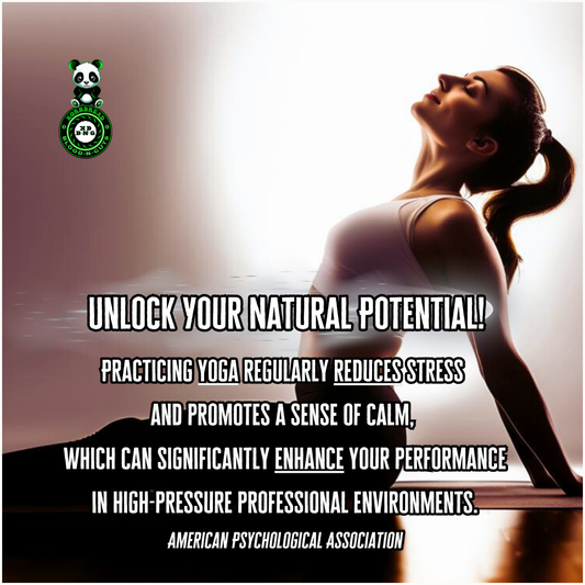Practicing yoga regularly reduces stress and promotes a sense of calm, which can enhance your performance in high-pressure professional environments. APA