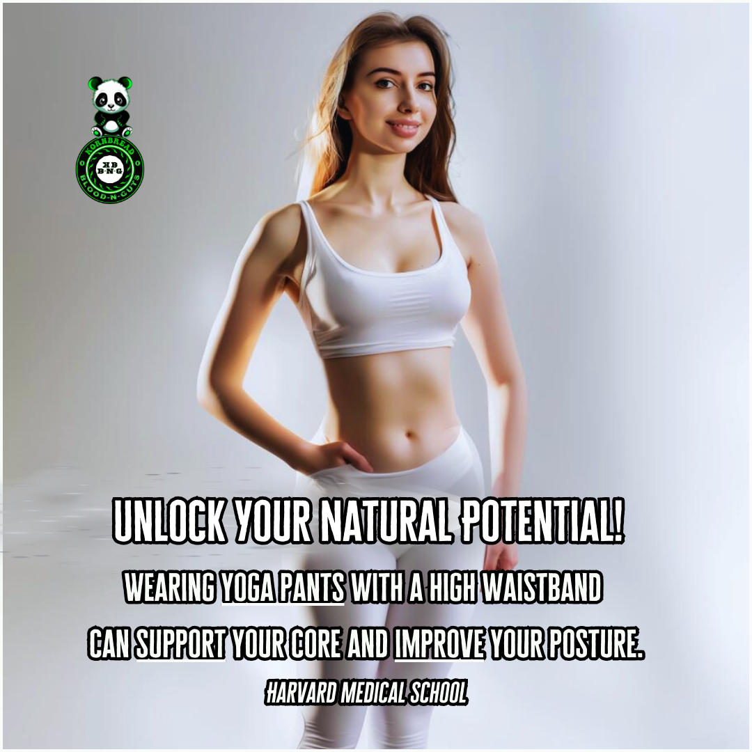 Wearing yoga pants with a high waistband can support your core and improve your posture. Harvard Medical School