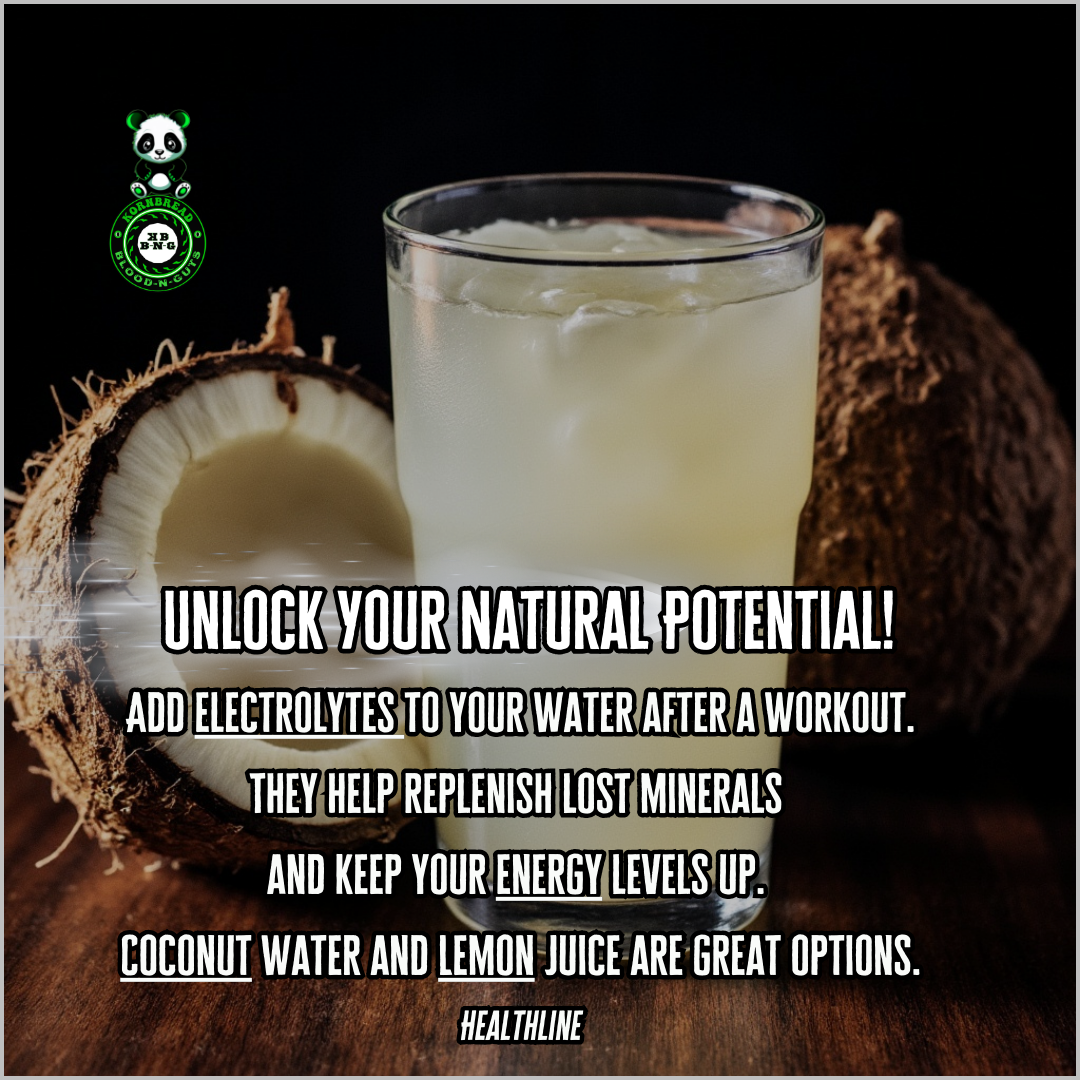 Add electrolytes to your water after a workout. They help replenish lost minerals and keep your energy levels up. Coconut water and Lemon Juice are great options.  (Healthline)