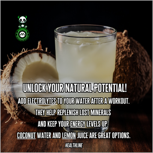 Add electrolytes to your water after a workout. They help replenish lost minerals and keep your energy levels up. Coconut water and Lemon Juice are great options.  (Healthline)