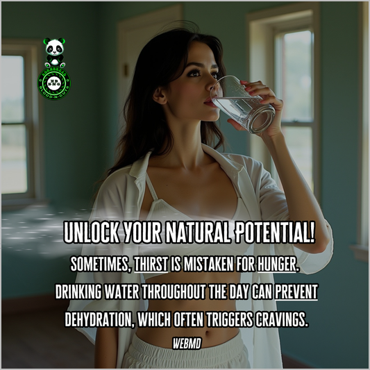 Sometimes, thirst is mistaken for hunger. Drinking water throughout the day can prevent dehydration, which often triggers cravings.  (WebMD)