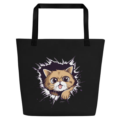 Crashing Cat Large Tote Bag