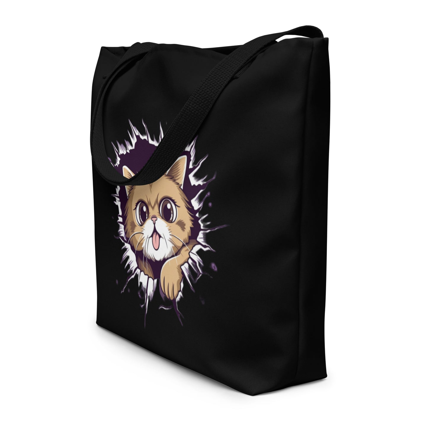 Crashing Cat Large Tote Bag