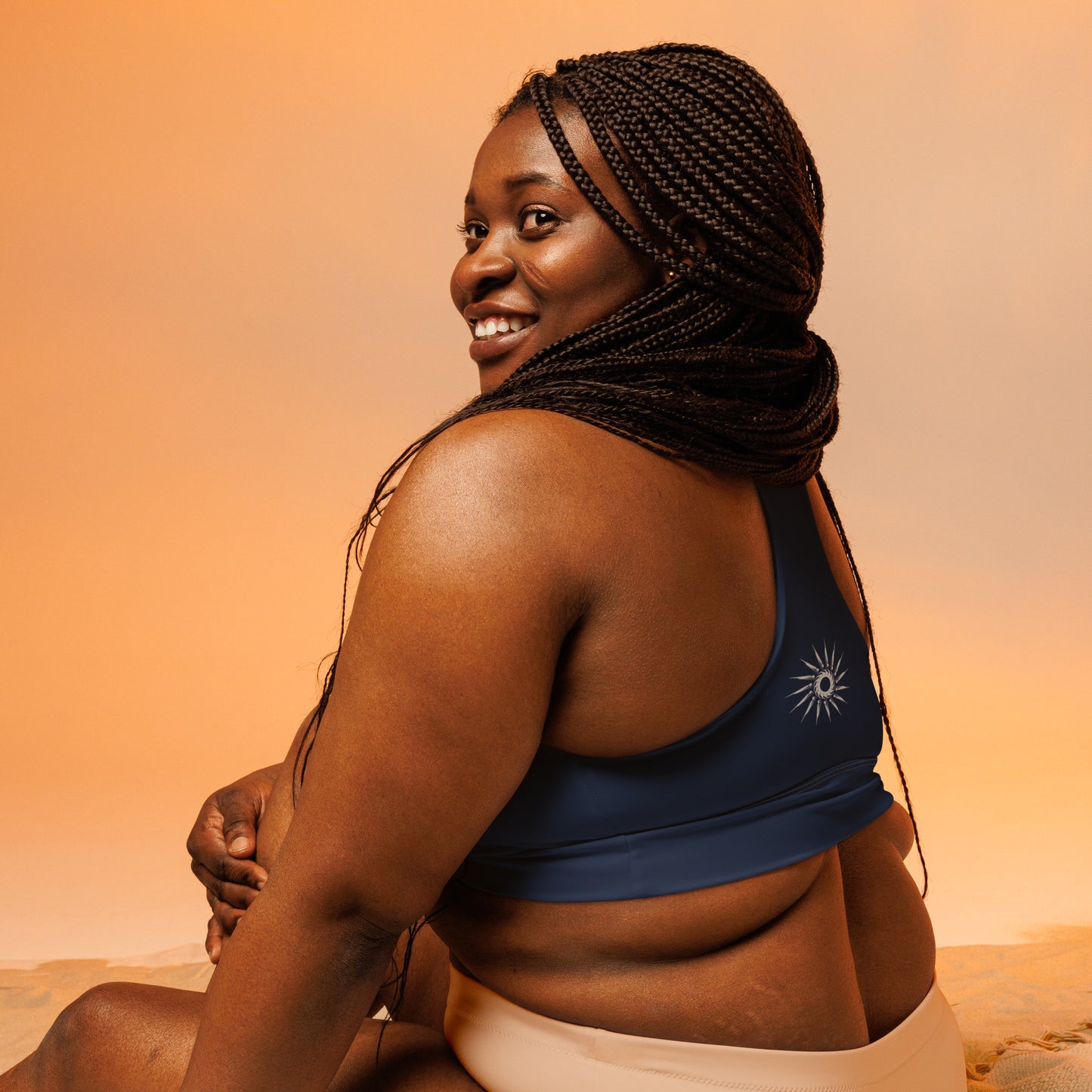 "Bright Sun" Longline Sports Bra (Navy)