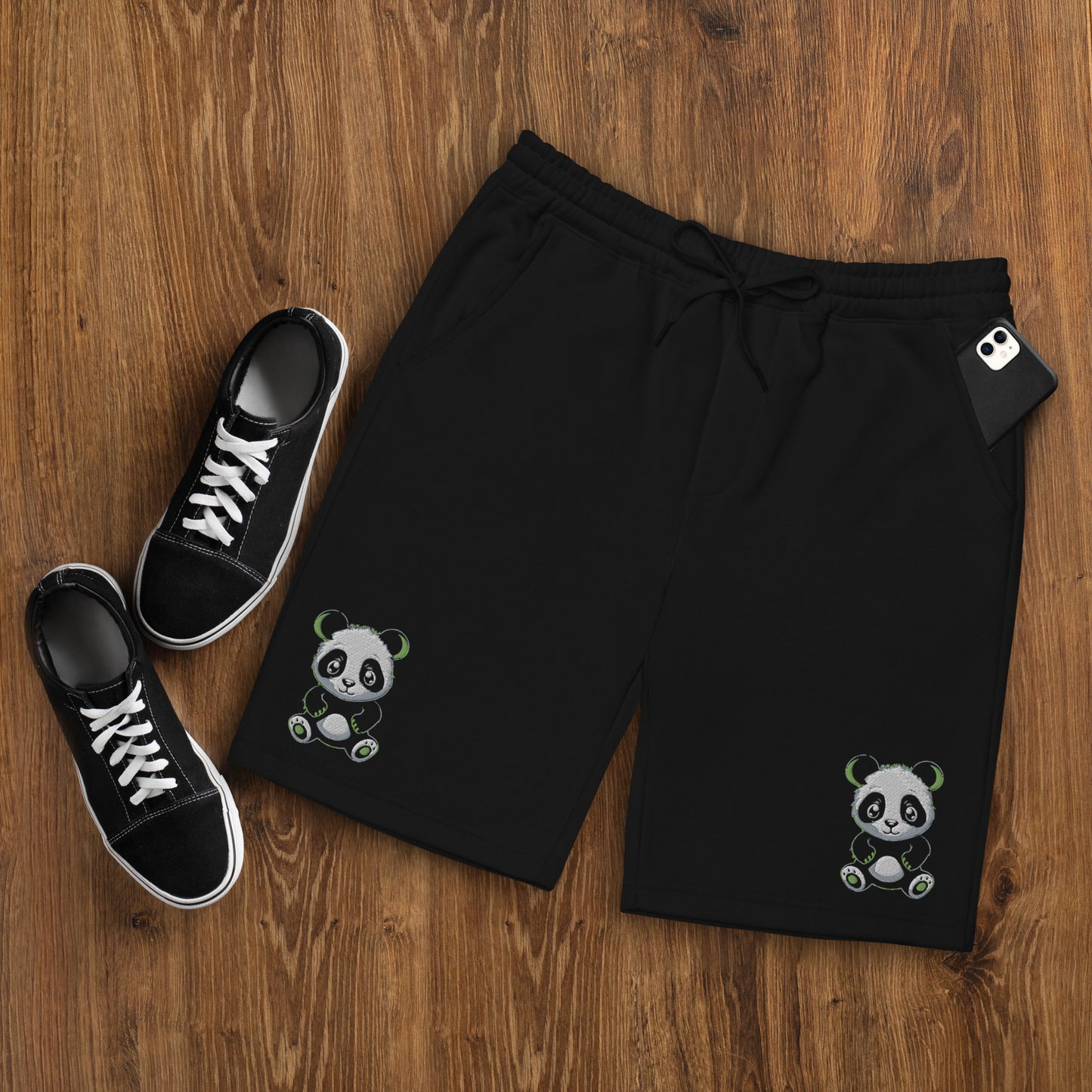 KBBNG Panda Men's Fleece Shorts (Both Legs)