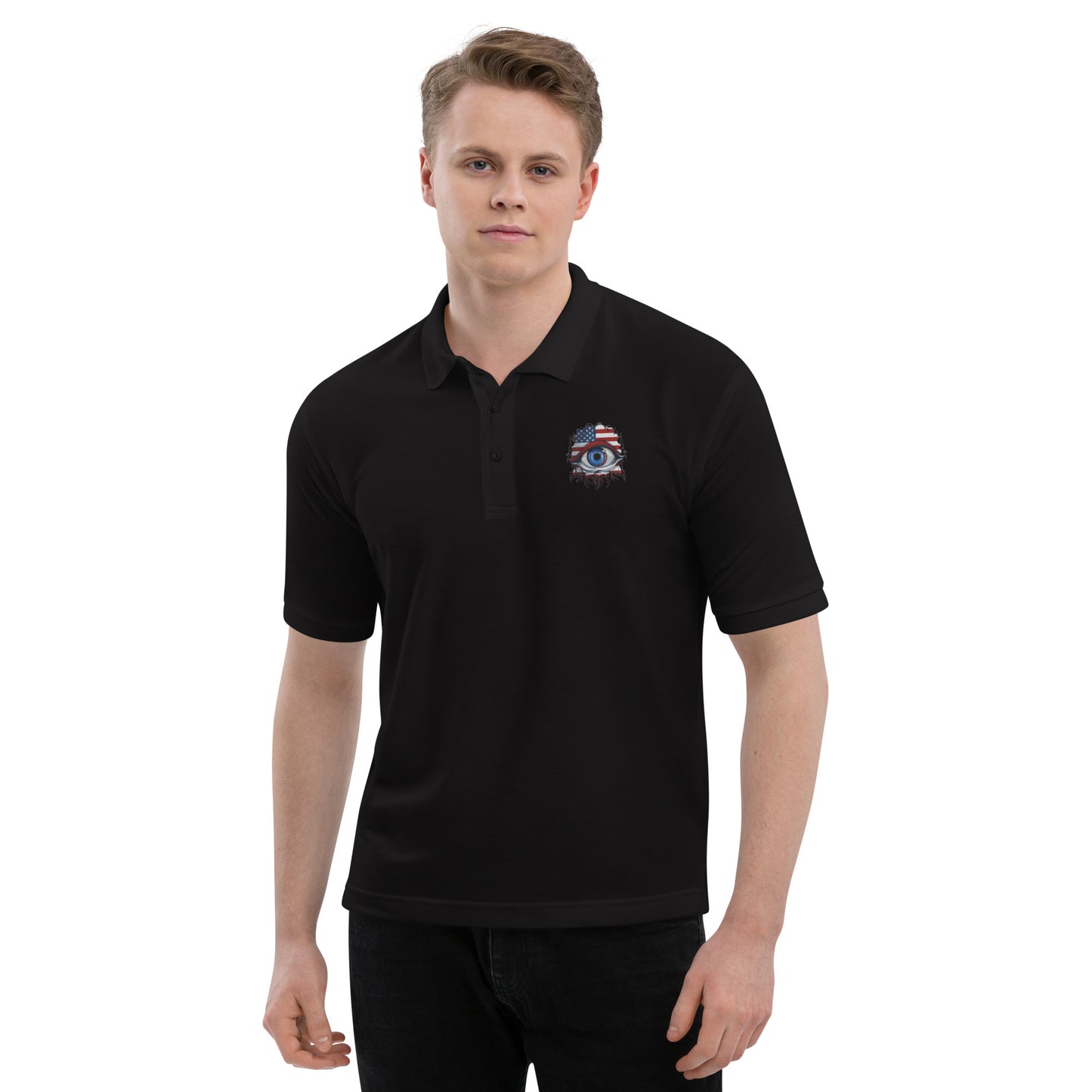 "Who Is Watching You?" Men's Premium Polo