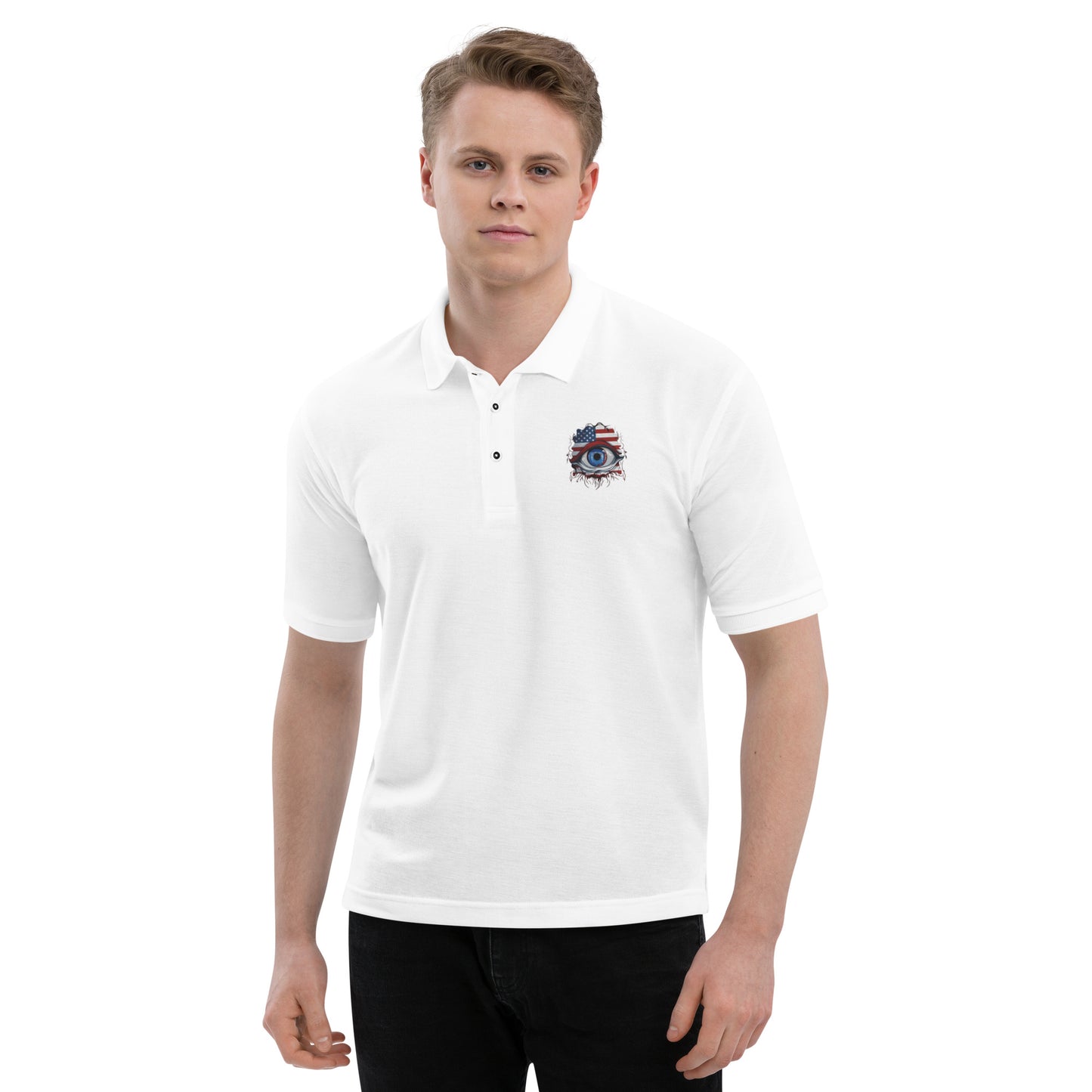 "Who Is Watching You?" Men's Premium Polo