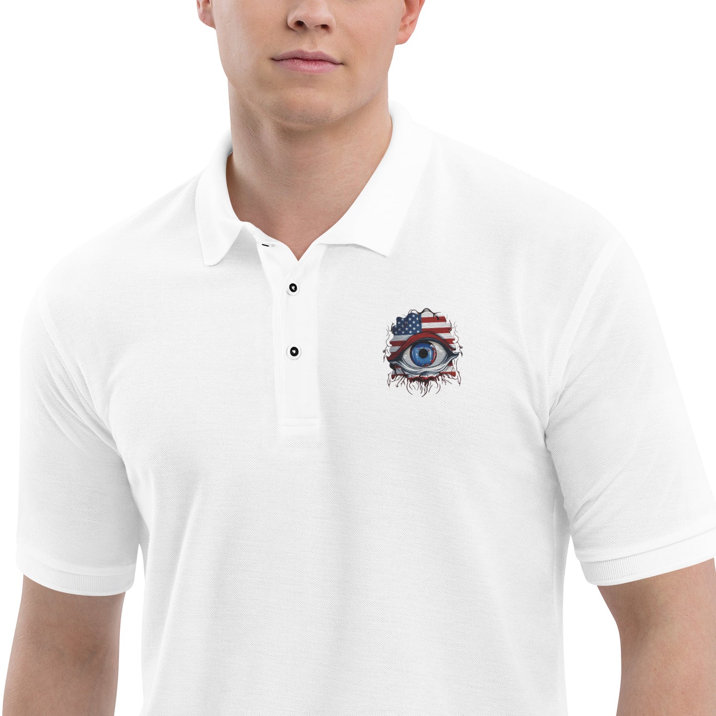 "Who Is Watching You?" Men's Premium Polo