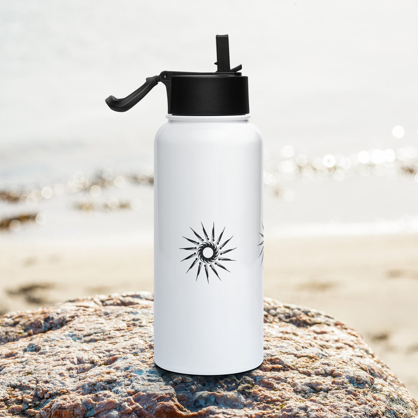 "Dark Sun" Stainless Steel Water Bottle +Straw Lid