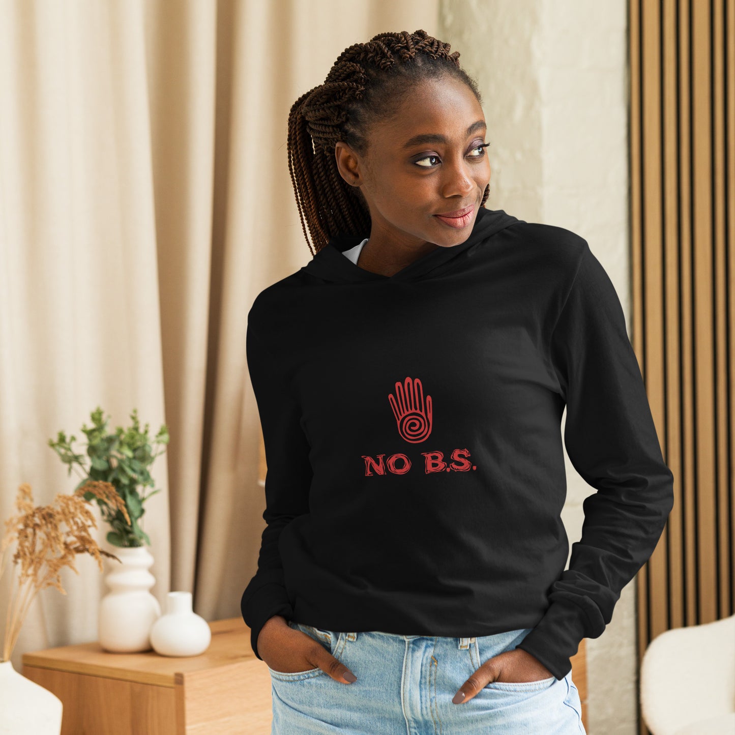 "No B.S." Hooded Long-Sleeve Tee