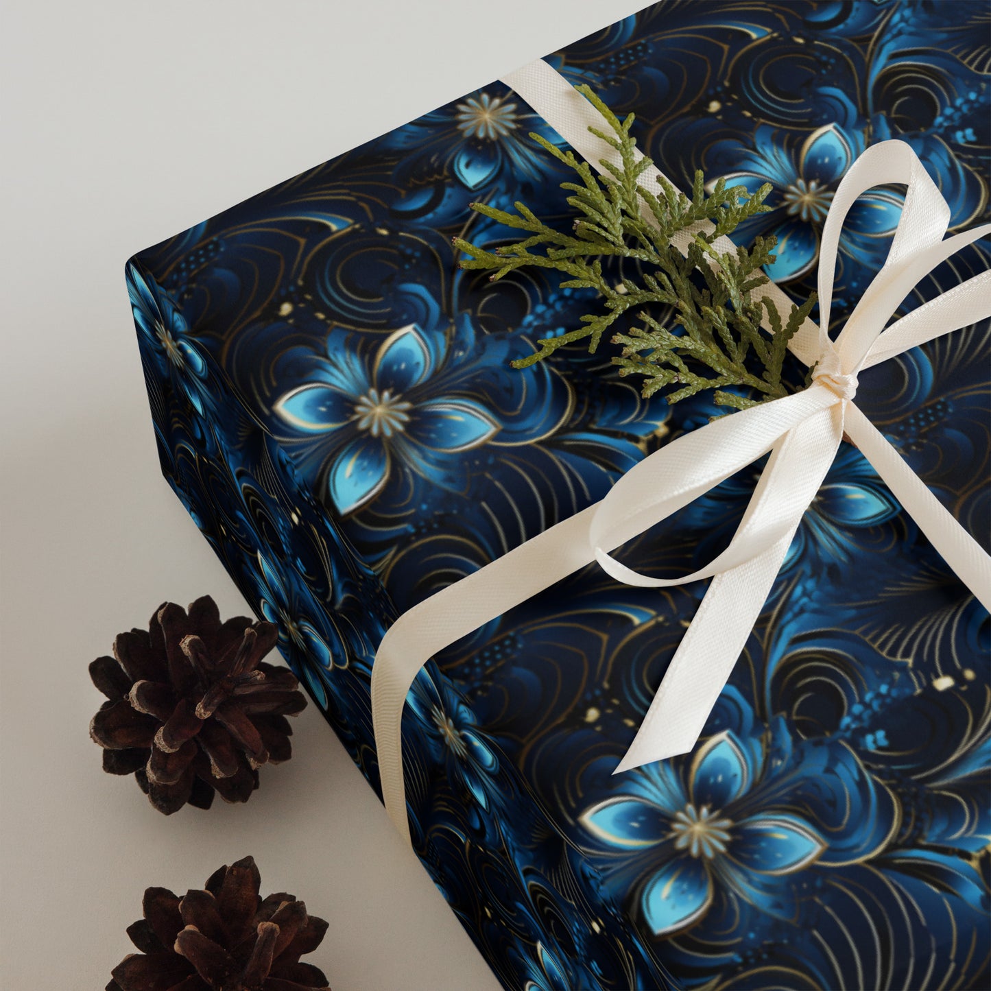 "Hyperbolic Blue" Wrapping Paper Sheets