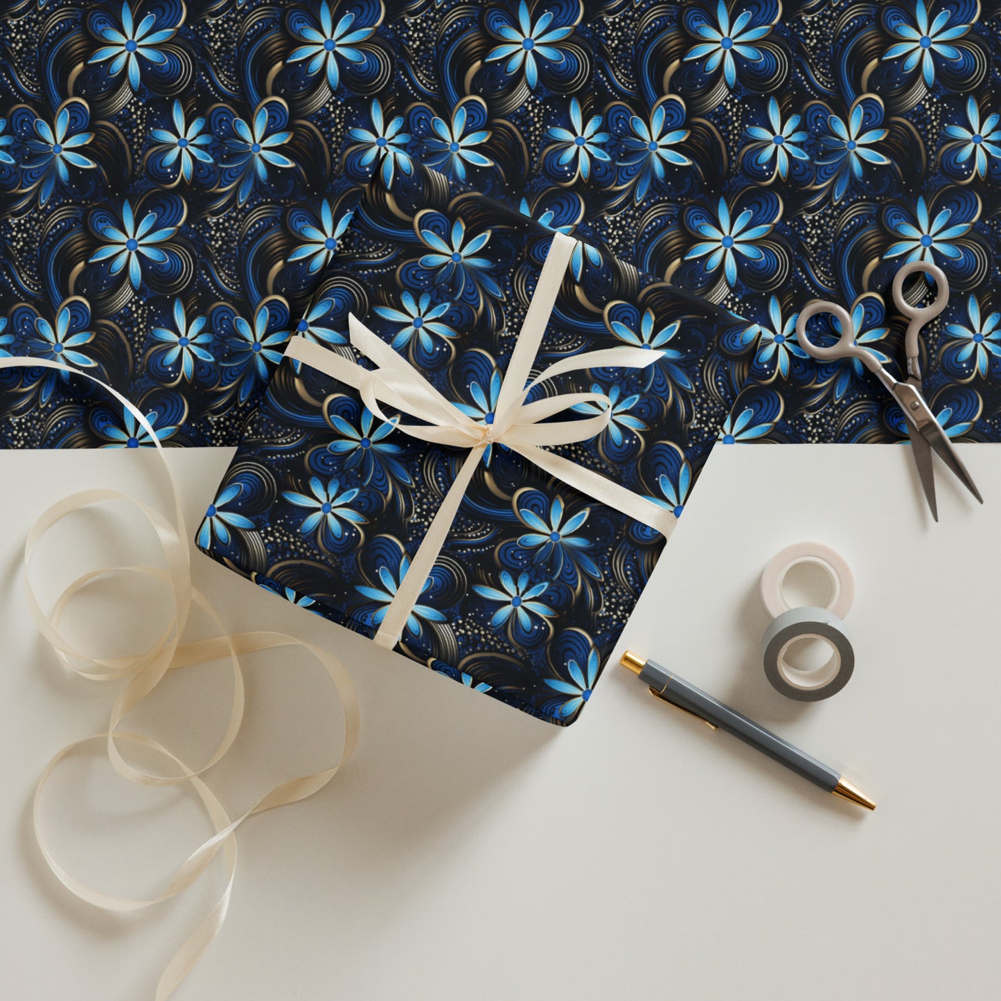 "Hyperbolic Blue" Wrapping Paper Sheets #2